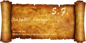 Sajgó Ferenc névjegykártya